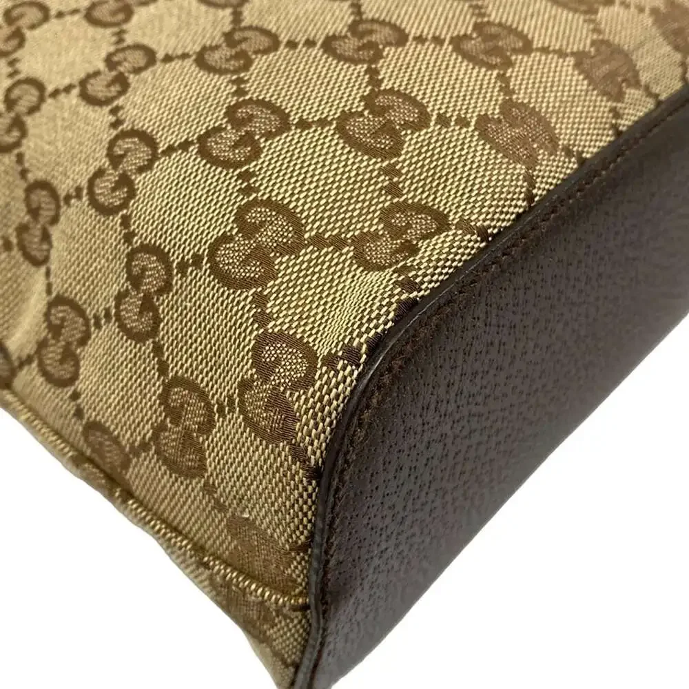 Gucci GG Shoulder Bag 115003 Beige Dark Brown Jacquard Leather